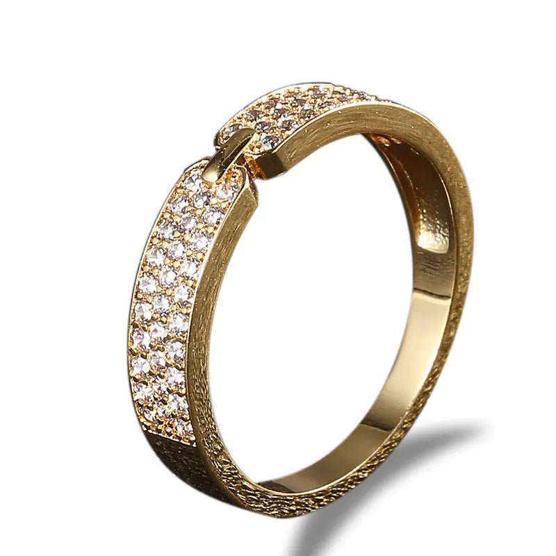 18K Gold Plated Couple’s Zircon Ring - TONGSHOP / /