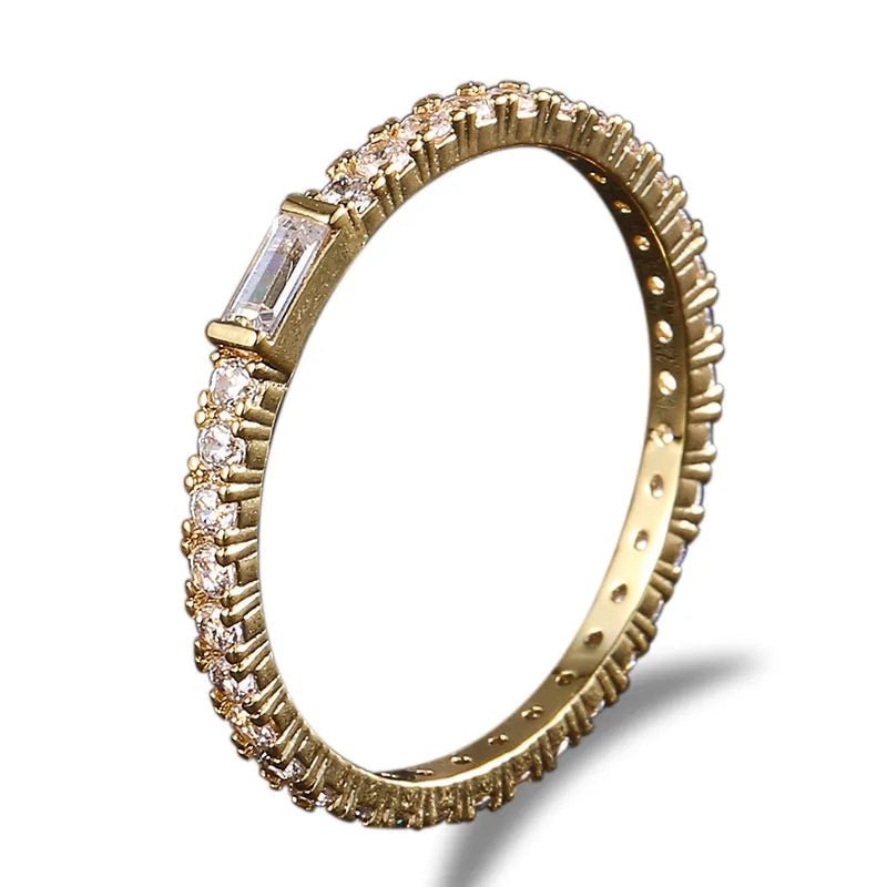 S925 VVS Rectangular Couple Ring - TONGSHOP / /