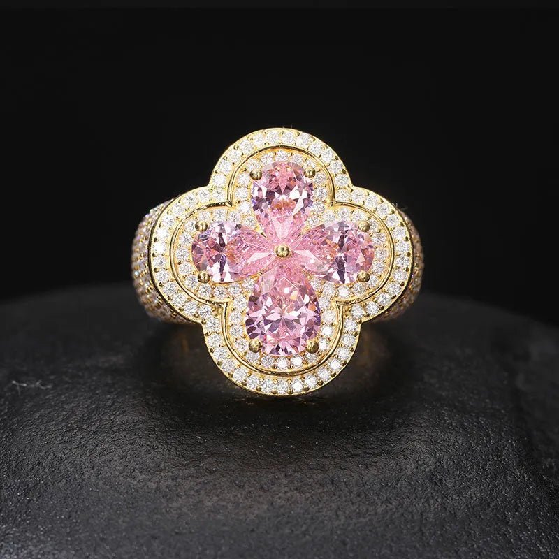 S925 VVS Moissanite Super Flash Diamond Pink Gold Ring - TONGSHOP