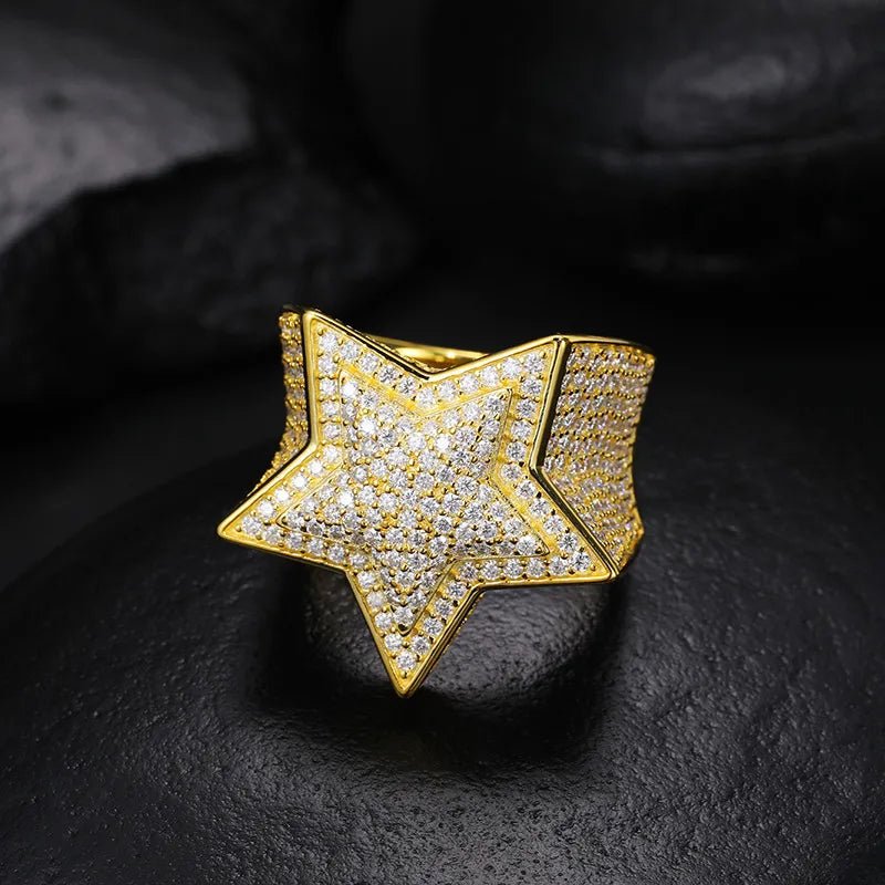 S925 VVS Moissanite Pentagram Ring - TONGSHOP / /