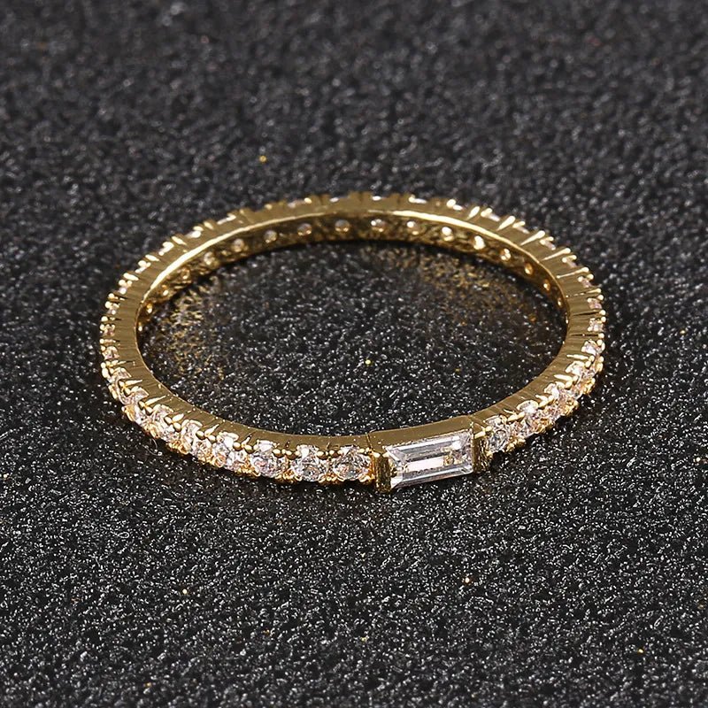 S925 VVS Rectangular Couple Ring - TONGSHOP / /