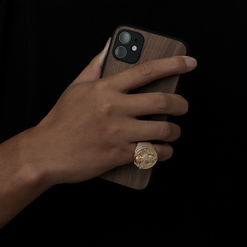 18K Gold Plated Little Angel Men's Ring - TONGSHOP / /