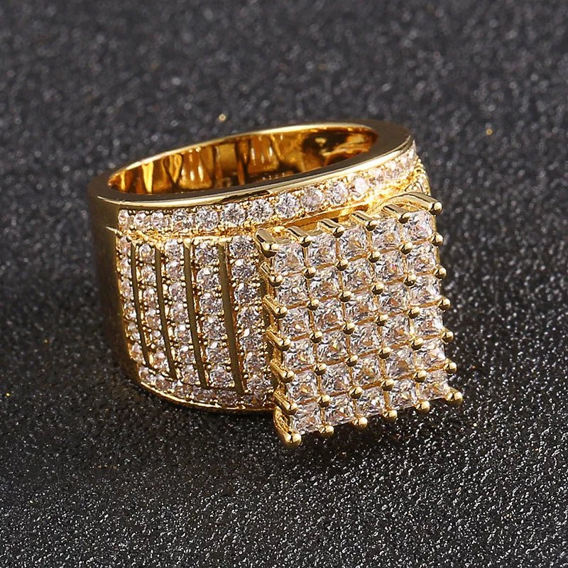 18K Gold Plated Hip Hop Square Ring - TONGSHOP / /
