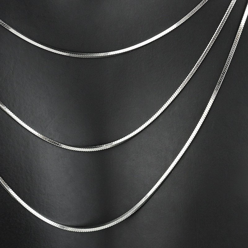 Sterling Silver Snake Bone Chain in White Gold - 1.5mm - TONGSHOP
