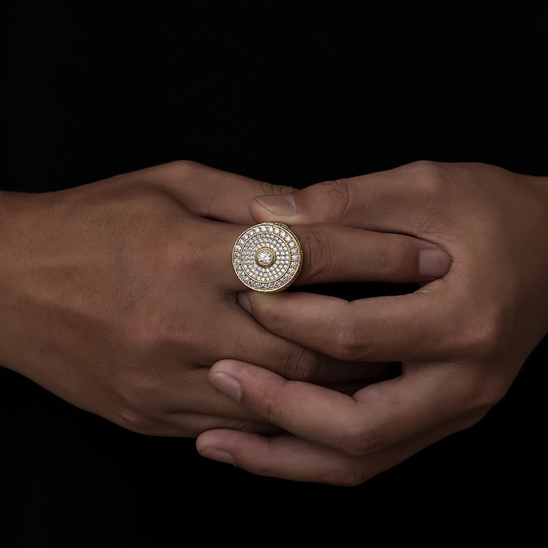 18K Gold Plated Men's Classic Tall Hip Hop Ring - TONGSHOP / /