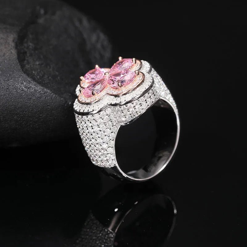 S925 VVS Moissanite Super Flash Diamond Pink Gold Ring - TONGSHOP