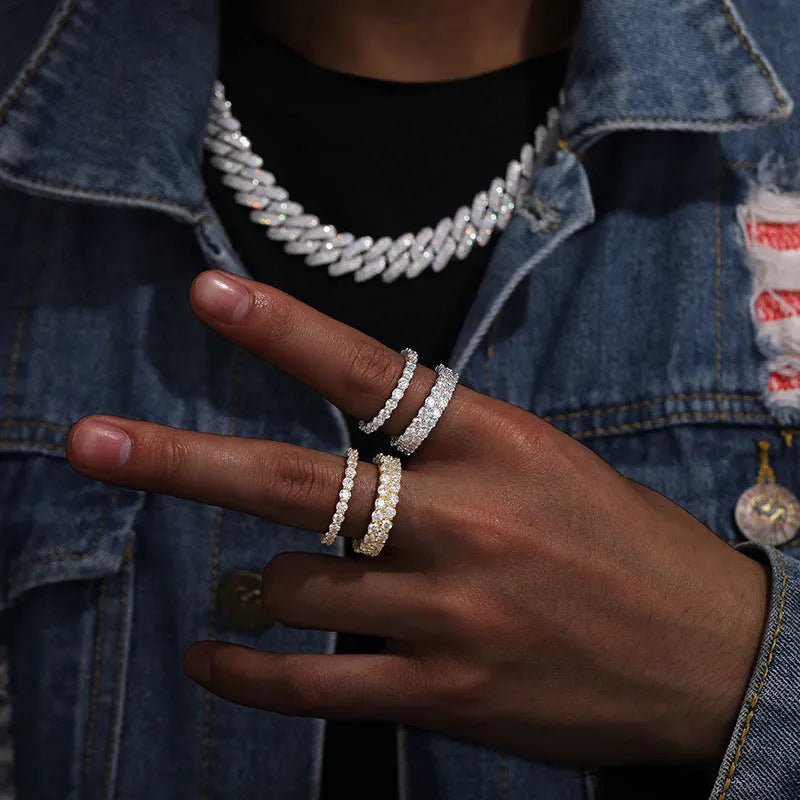 S925 VVS Moissanite Round Double Row Ring - TONGSHOP / /