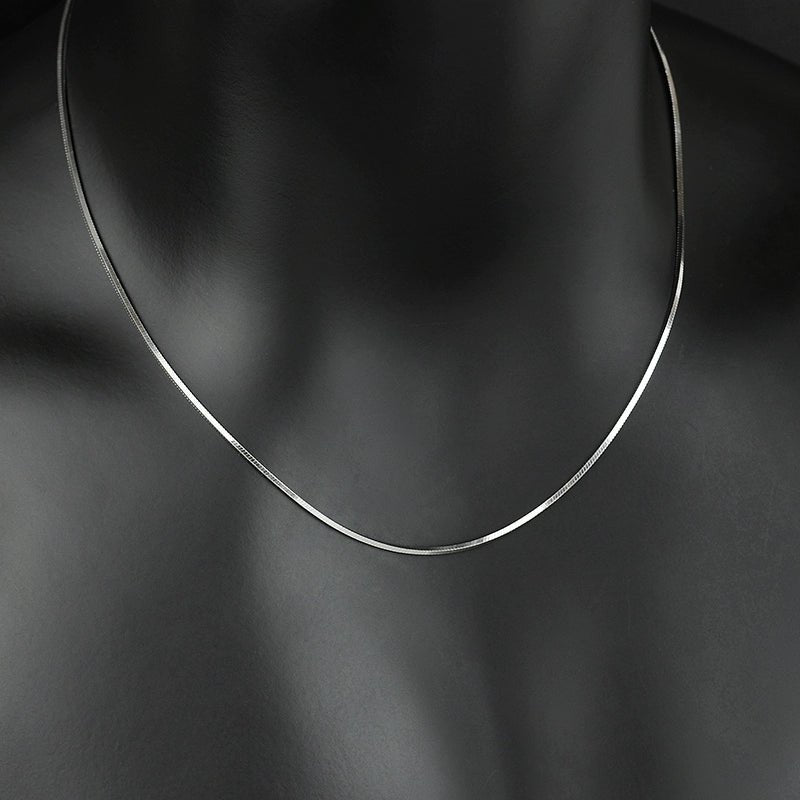 Sterling Silver Snake Bone Chain in White Gold - 1.5mm - TONGSHOP