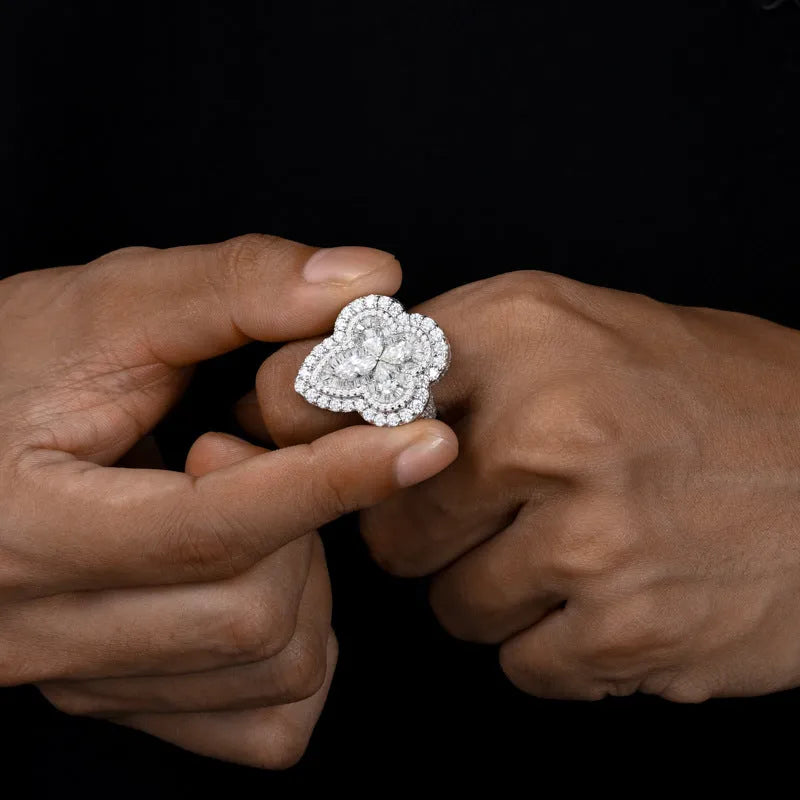 S925 VVS Moissanite Flower Shape Ring