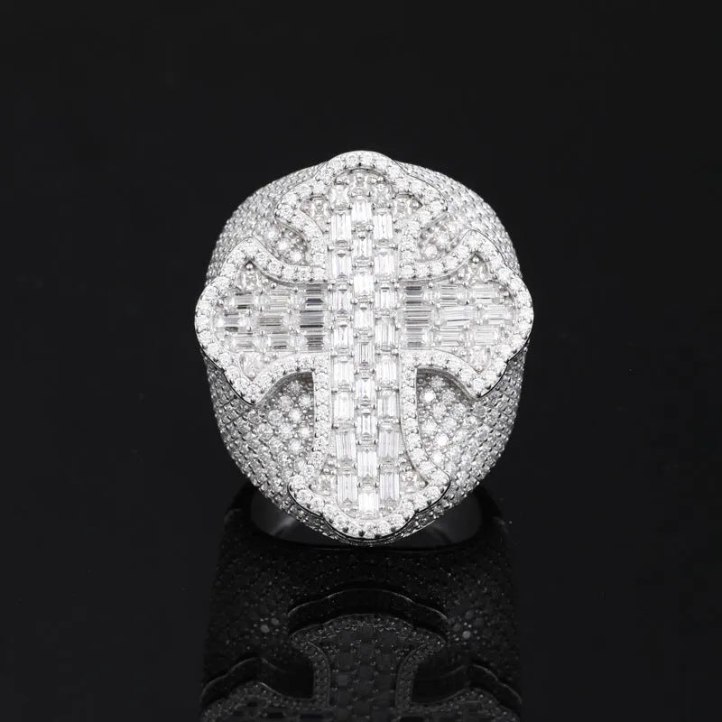 S925 VVS Moissanite T - Frame Men's Hip - Hop Ring - TONGSHOP / /