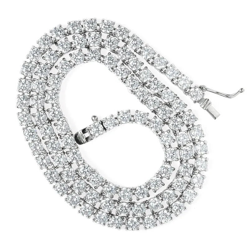 S925 Tennis Necklace in White Gold - 3mm/4mm/5mm