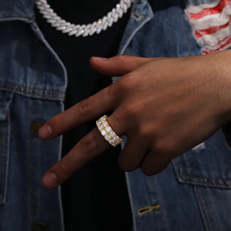 S925 VVS Moissanite Double Row Simple Ring - TONGSHOP / /