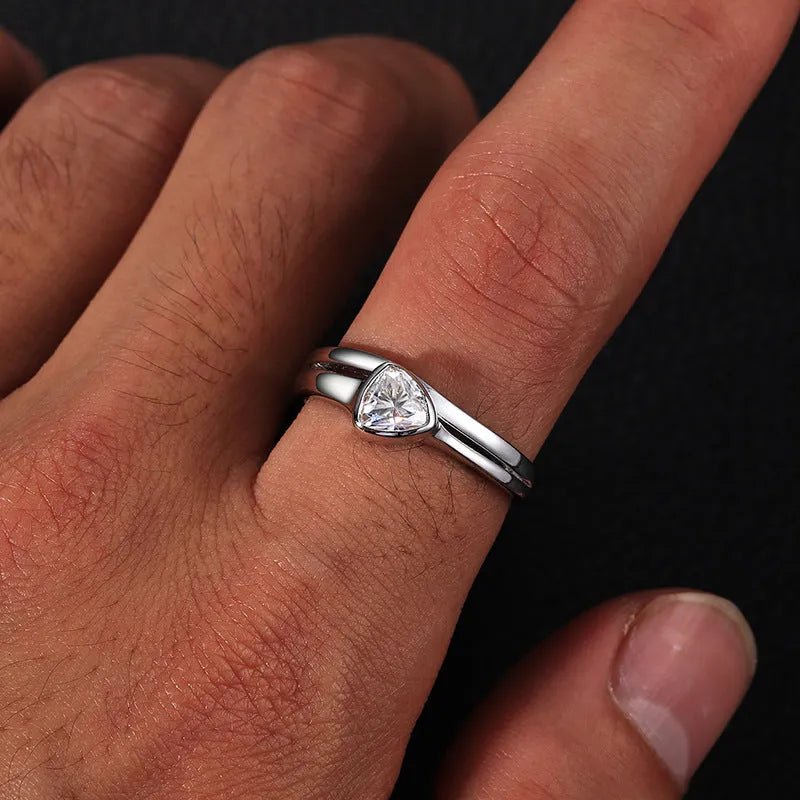 S925 VVS Moissanite Open Triangle Ring - TONGSHOP / /