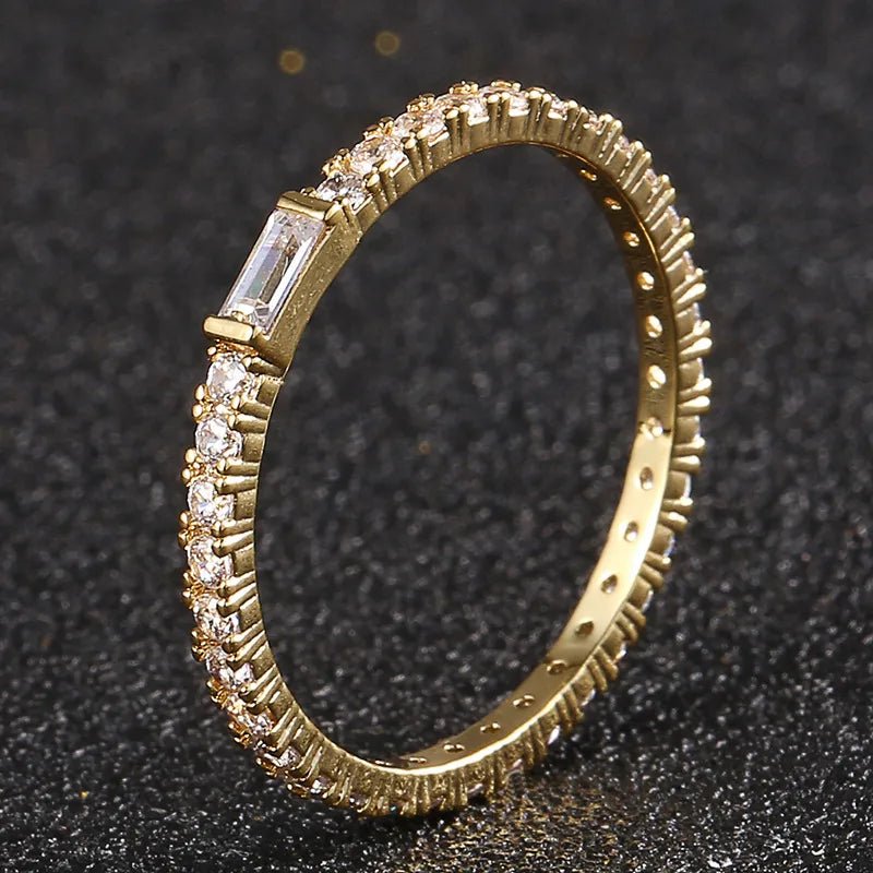 S925 VVS Rectangular Couple Ring - TONGSHOP / /