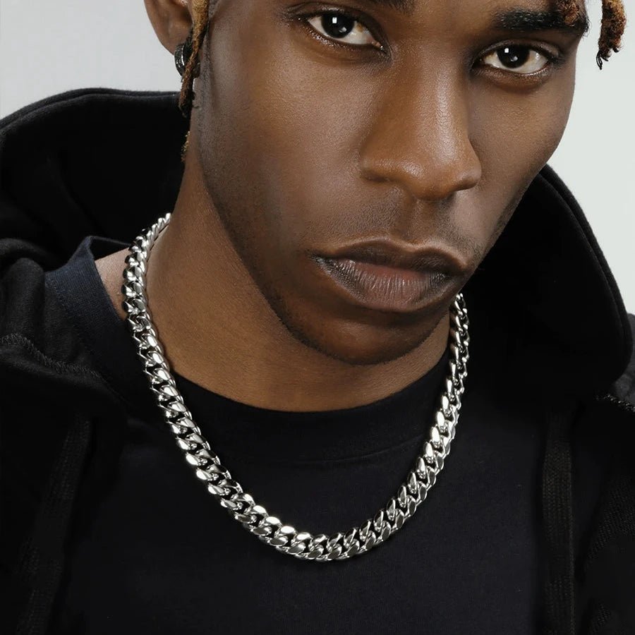 Cuban Chain Necklace in White Gold - TONGSHOP