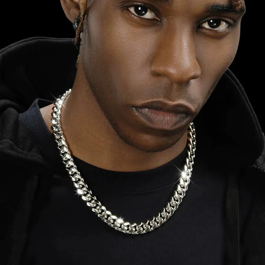 Cuban Chain Necklace in White Gold - TONGSHOP