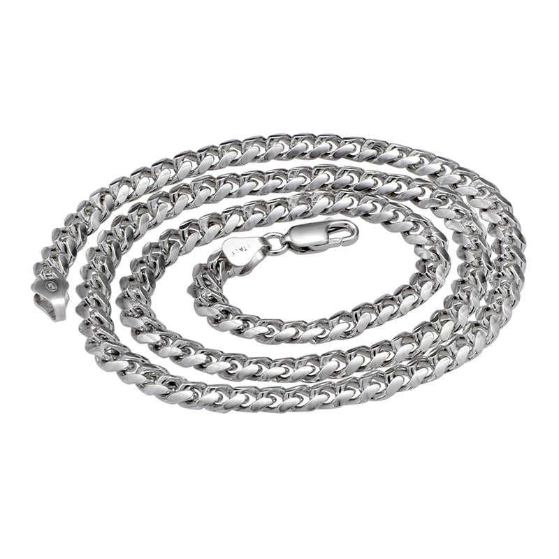 S925 Cuban Chain Necklace in White Gold - 3mm/4mm/5mm - TONGSHOP / /