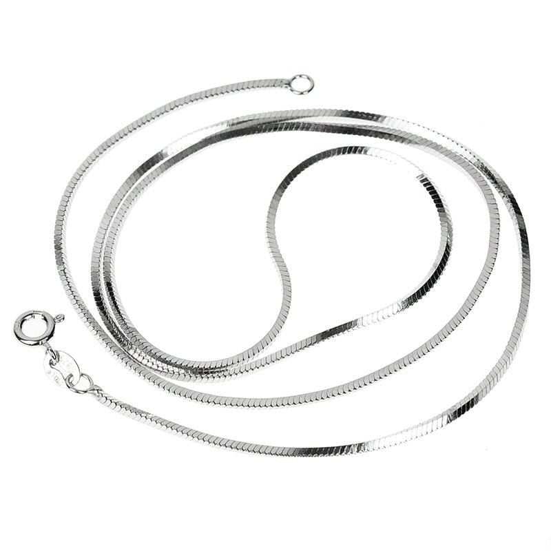 Sterling Silver Snake Bone Chain in White Gold - 1.5mm - TONGSHOP