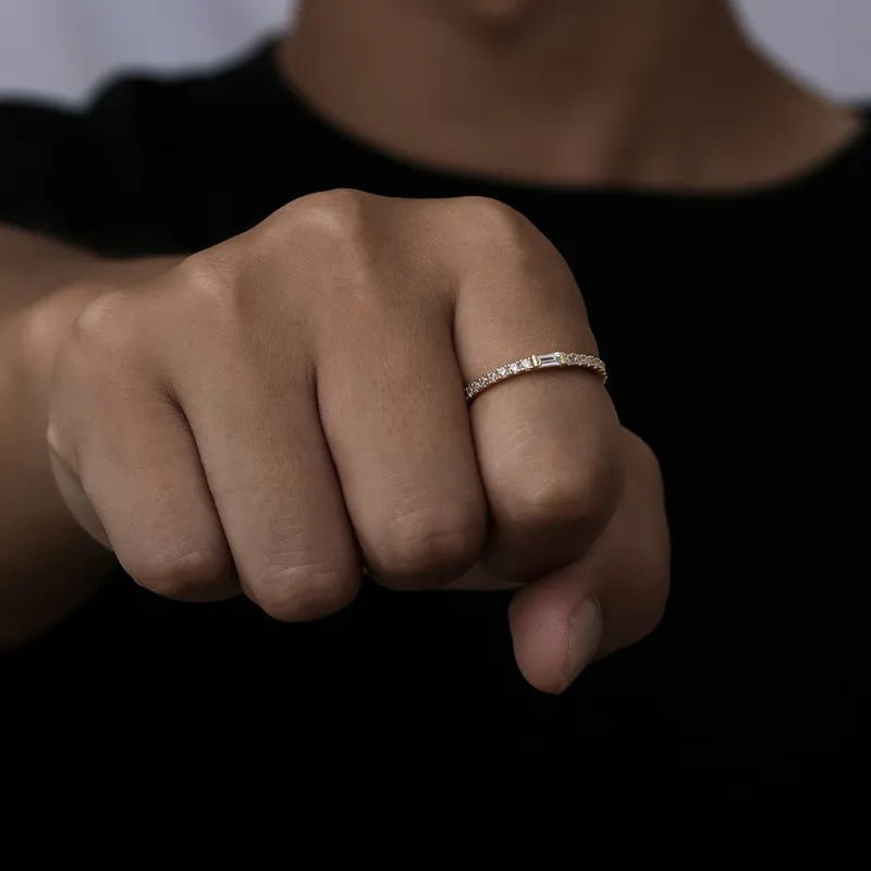 S925 VVS Rectangular Couple Ring - TONGSHOP / /