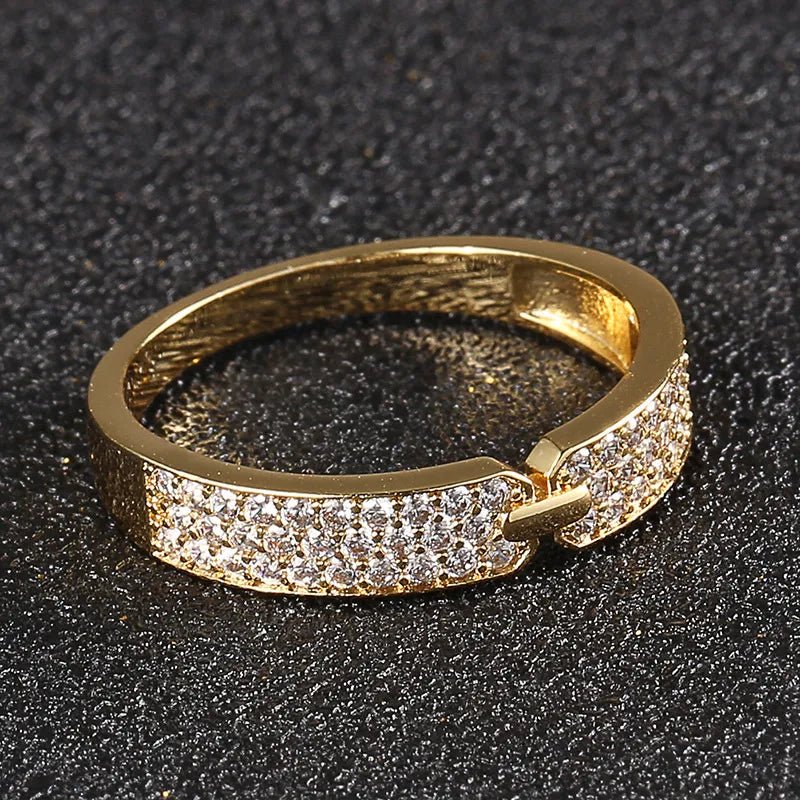 18K Gold Plated Couple’s Zircon Ring - TONGSHOP / /