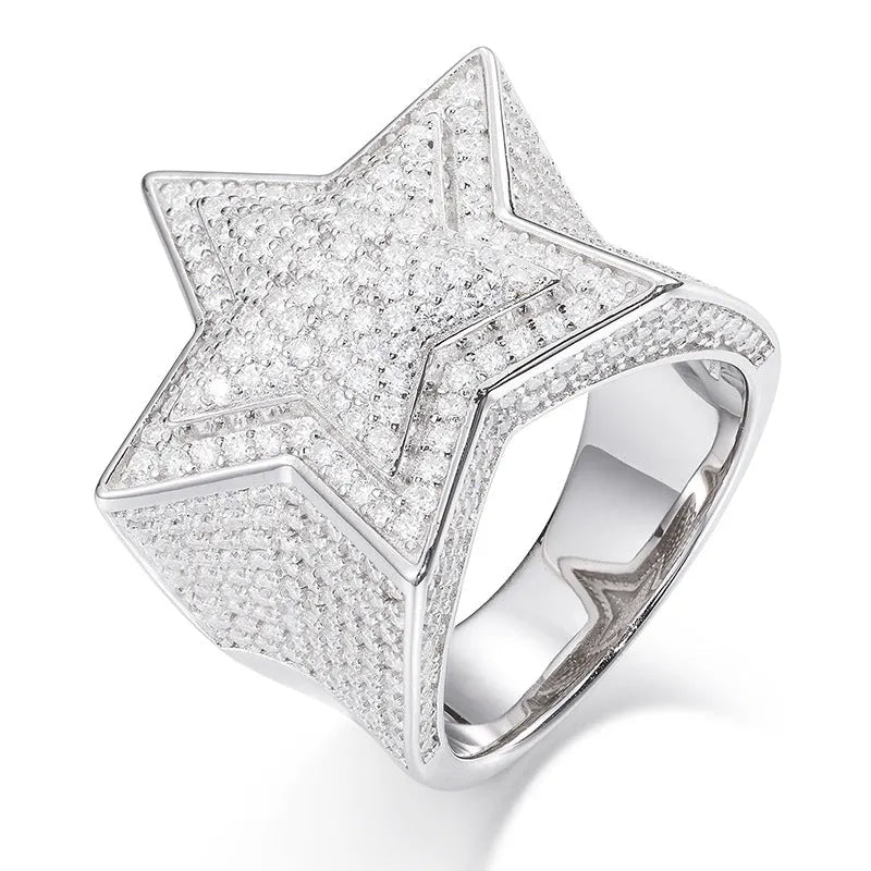 S925 VVS Moissanite Pentagram Ring - TONGSHOP / /