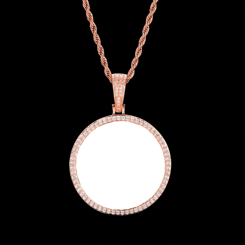 Photo Custom Round Pendant in Rose Gold - 45mm - TONGSHOP / Color:White Gold / Length:16 / Length:18