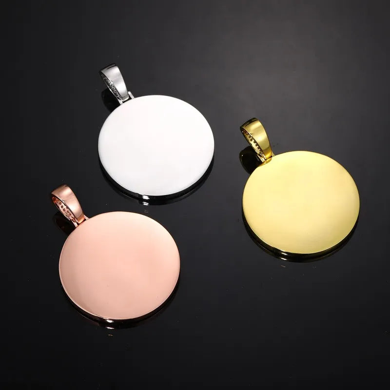 Photo Custom Round Pendant in Yellow Gold - 45mm