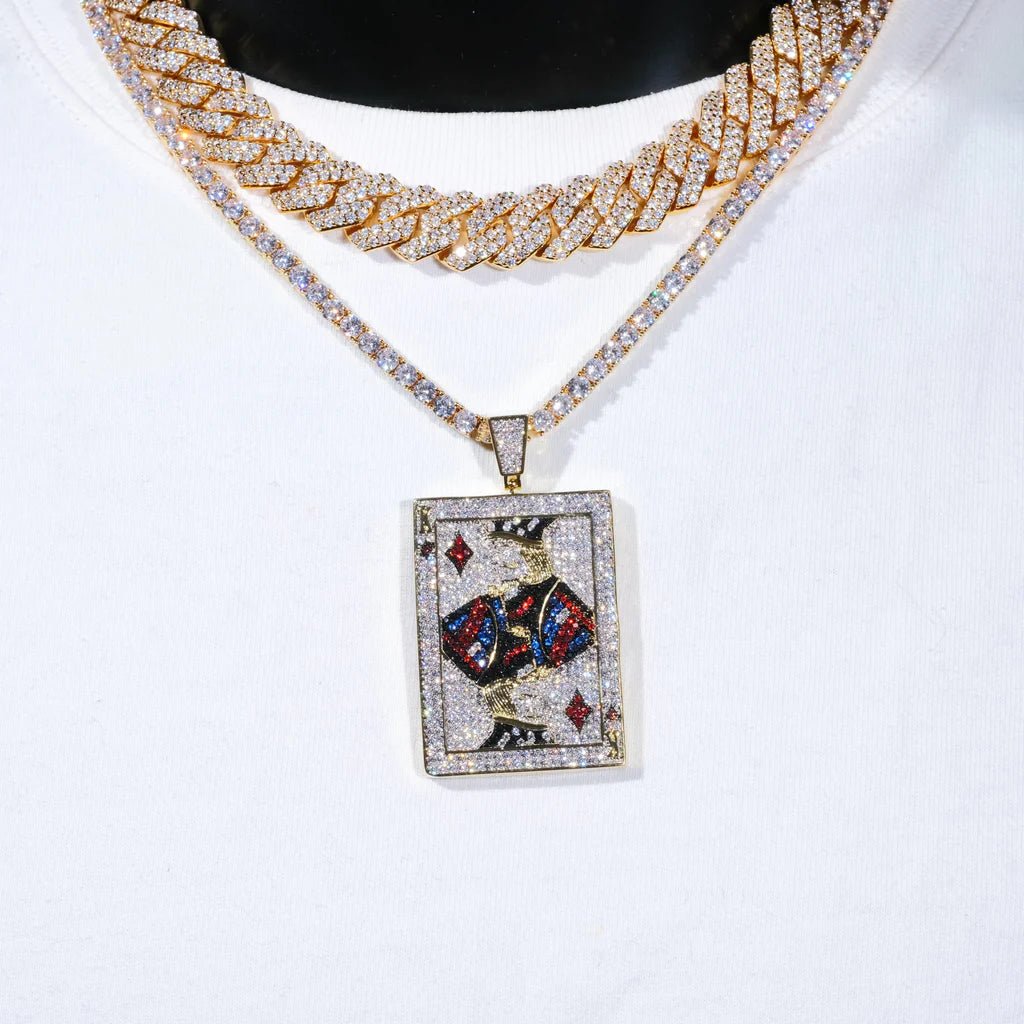 Poker King Iced Necklace In Yello Gold - TONGSHOP / Length:18 / Length:20