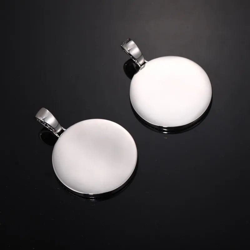 Purple & Pink Diamond Round Pendant - 45mm - TONGSHOP / Color:White Gold / Length:16 / Length:18