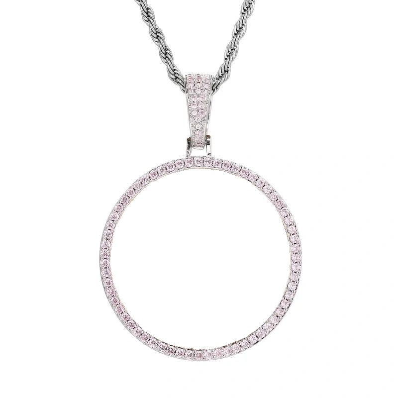 Purple & Pink Diamond Round Pendant - 45mm