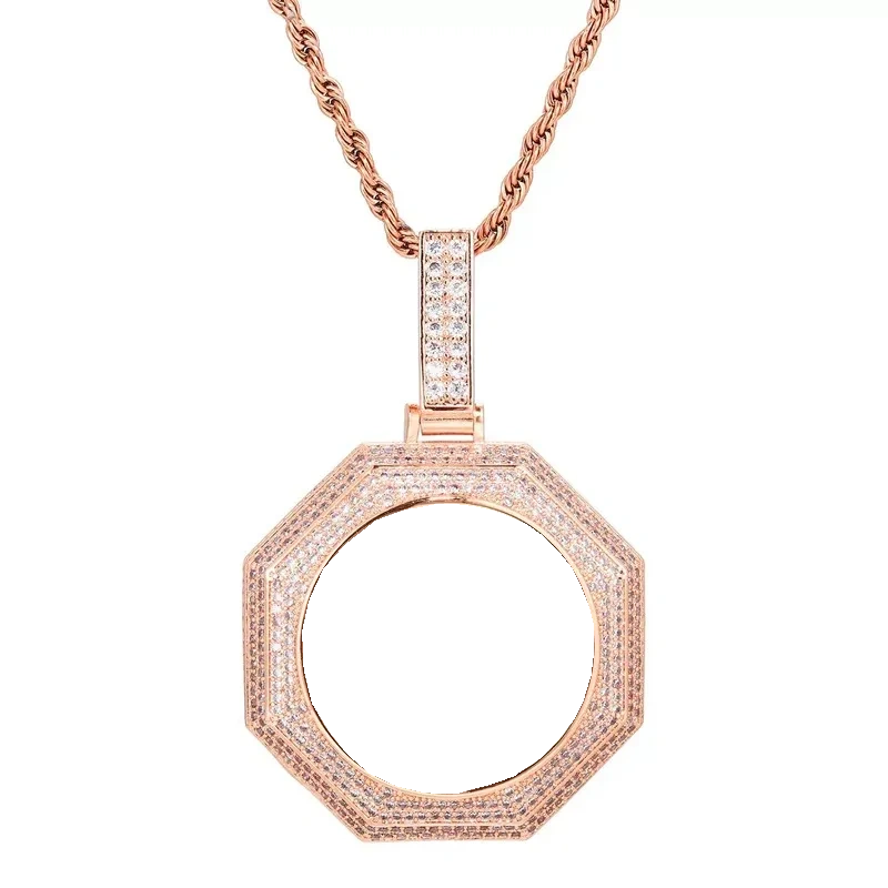 Rose Gold Custom Photo Bagua Pendant - 42mm