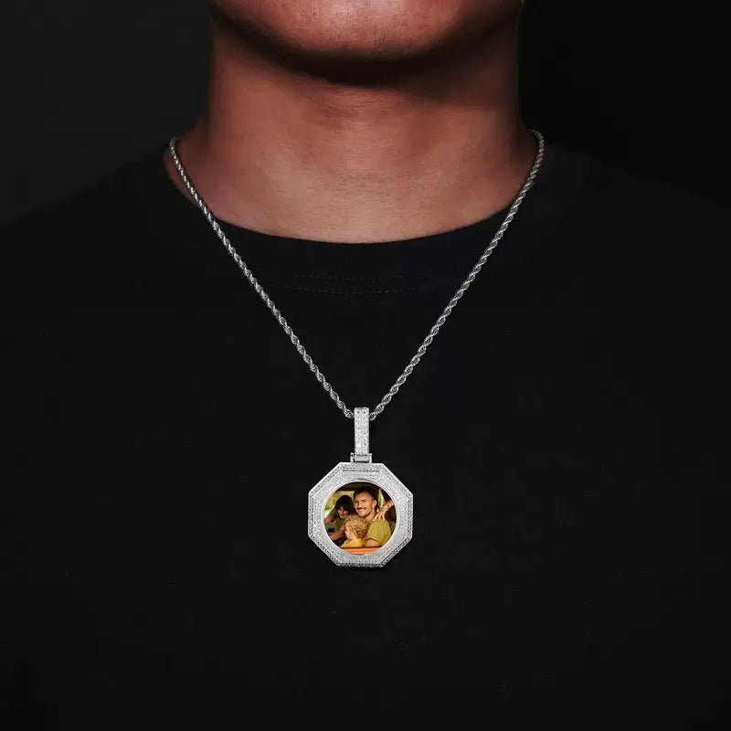 Rose Gold Custom Photo Bagua Pendant - 42mm