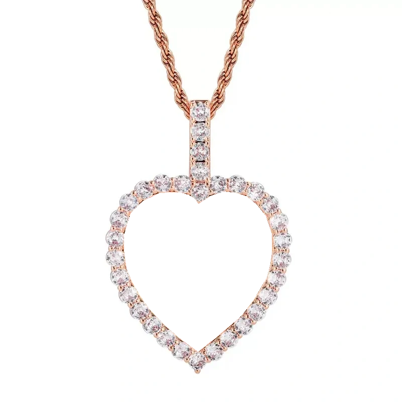 Rose Gold Custom Photo Micro-Inlaid Heart Pendant - 40mm