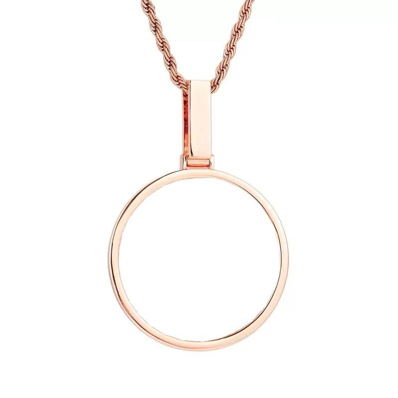Rose Gold Custom Photo Polished Round Pendant - 45mm
