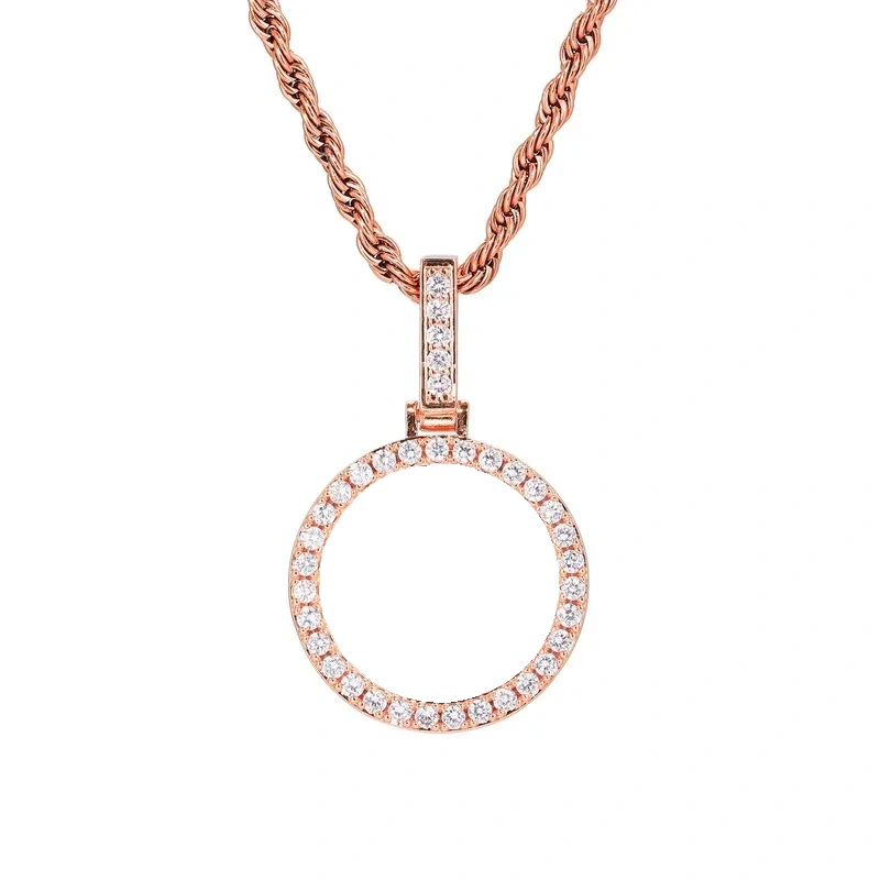 Rose Gold Small Custom Photo Micro-Set Round Pendant - 25mm