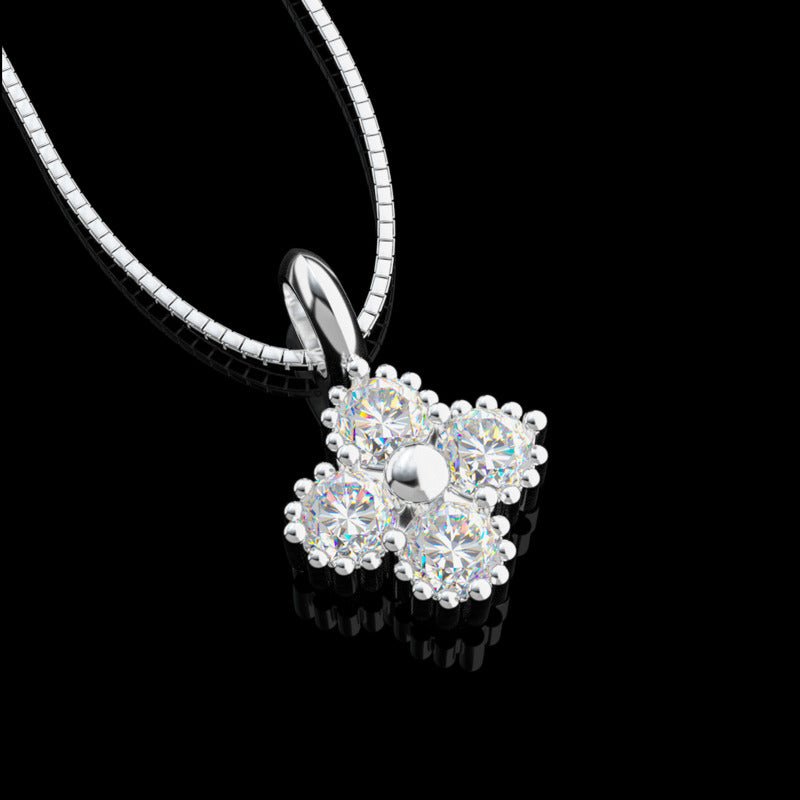 S925 Moissanite Four - Leaf Clover Pendant - TONGSHOP / Length:16 / Length:18