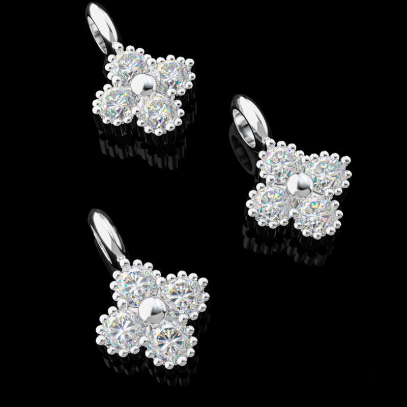 S925 Moissanite Four - Leaf Clover Pendant - TONGSHOP / Length:16 / Length:18
