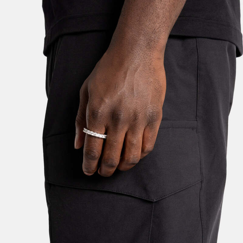 S925 Tennis Ring In White Gold - 4mm - TONGSHOP / Size:6 / Size:7