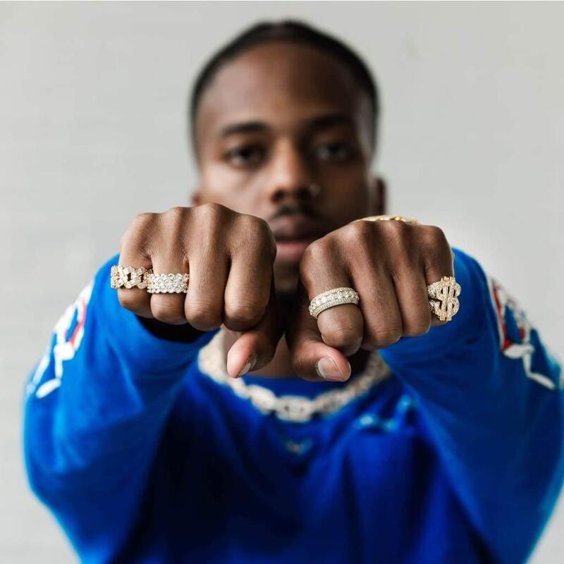 S925 Baguette Cuban Ring In 18K Gold - TONGSHOP / Material:18k Gold Plated / s925