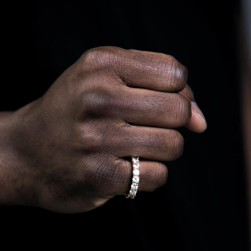 S925 Tennis Ring In Yellow Gold - 4mm - TONGSHOP / Size:6 / Size:7