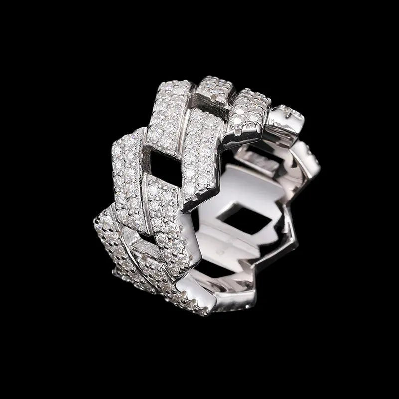 S925 VVS Moissanite Cuban Personality Diamond Ring - TONGSHOP / /