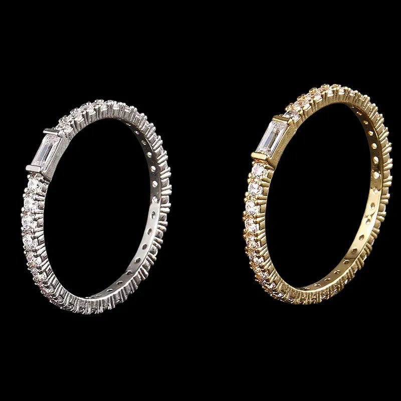 S925 VVS Rectangular Couple Ring - TONGSHOP / /