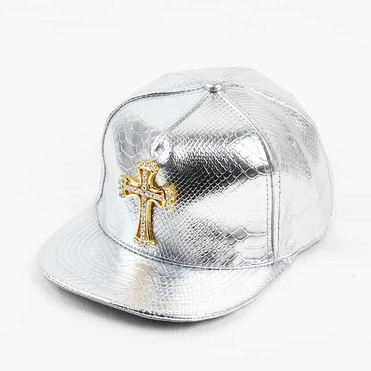 PU Leather Crocodile Cross Hip-Hop Flat Brim Hat