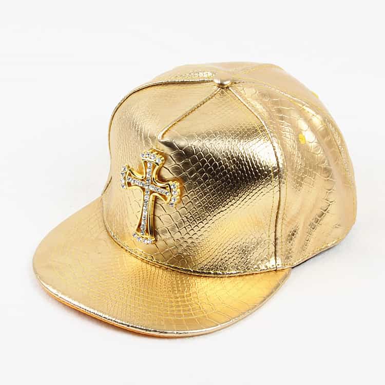 PU Leather Crocodile Cross Hip-Hop Flat Brim Hat