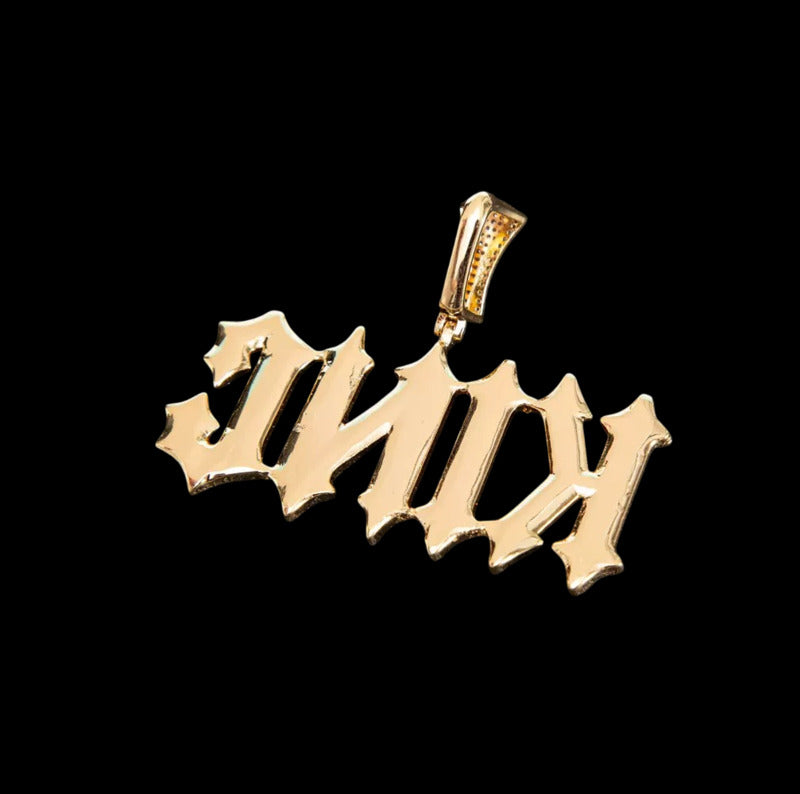 Spiked Gothic Custom Letter Pendant in Yellow Gold
