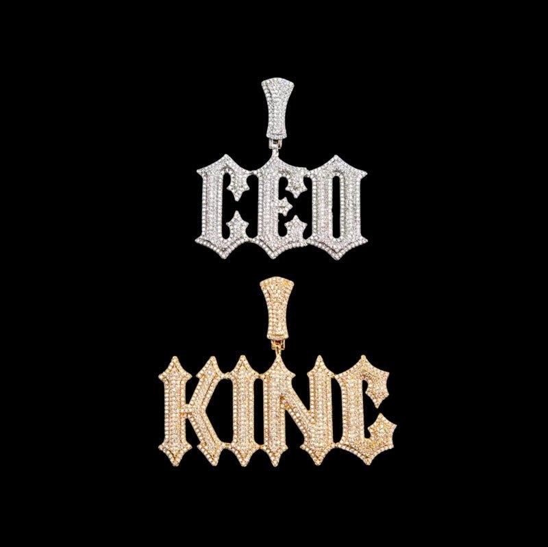 Spiked Gothic Custom Letter Pendant in Yellow Gold - TONGSHOP / Color:White Gold / Length:16 / Length:18