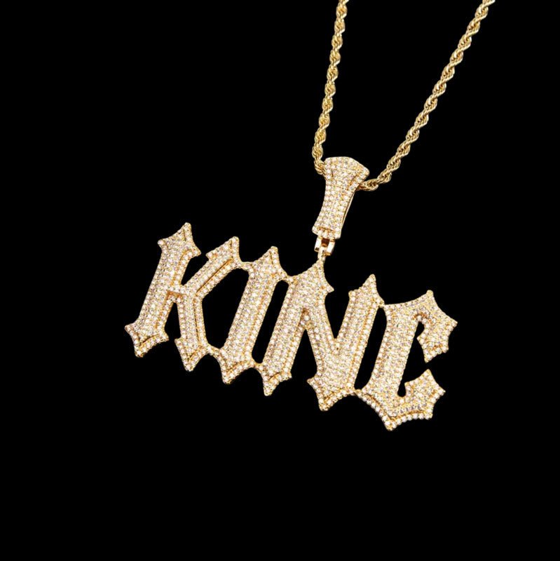 Spiked Gothic Custom Letter Pendant in Yellow Gold - TONGSHOP / Color:White Gold / Length:16 / Length:18