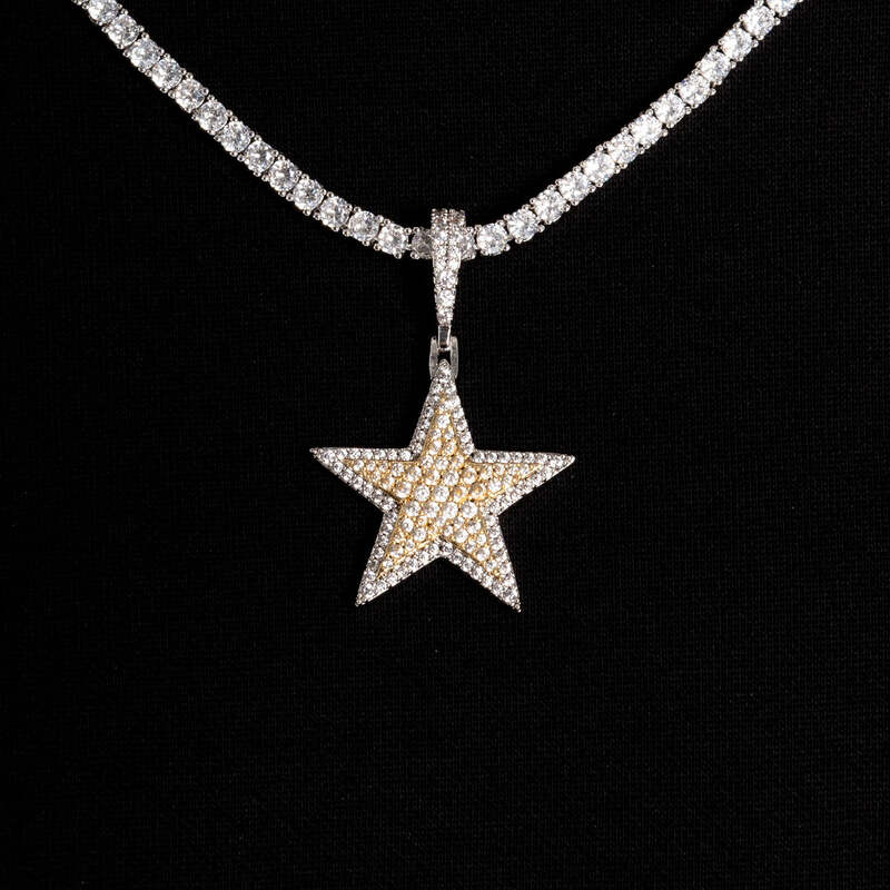 Star Pendant Two Tone - 25mm - TONGSHOP / Length:18 / Length:20