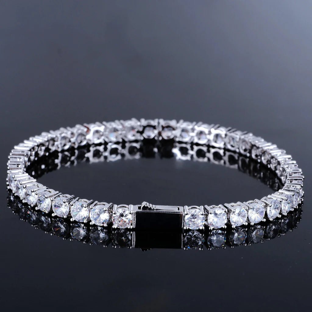 Two-tone 4mm Iced Yellow Gold-Plated CZ Cuban Link Bracelet - TONGSHOP / BestValue / filter-type-bracelet-bestseller