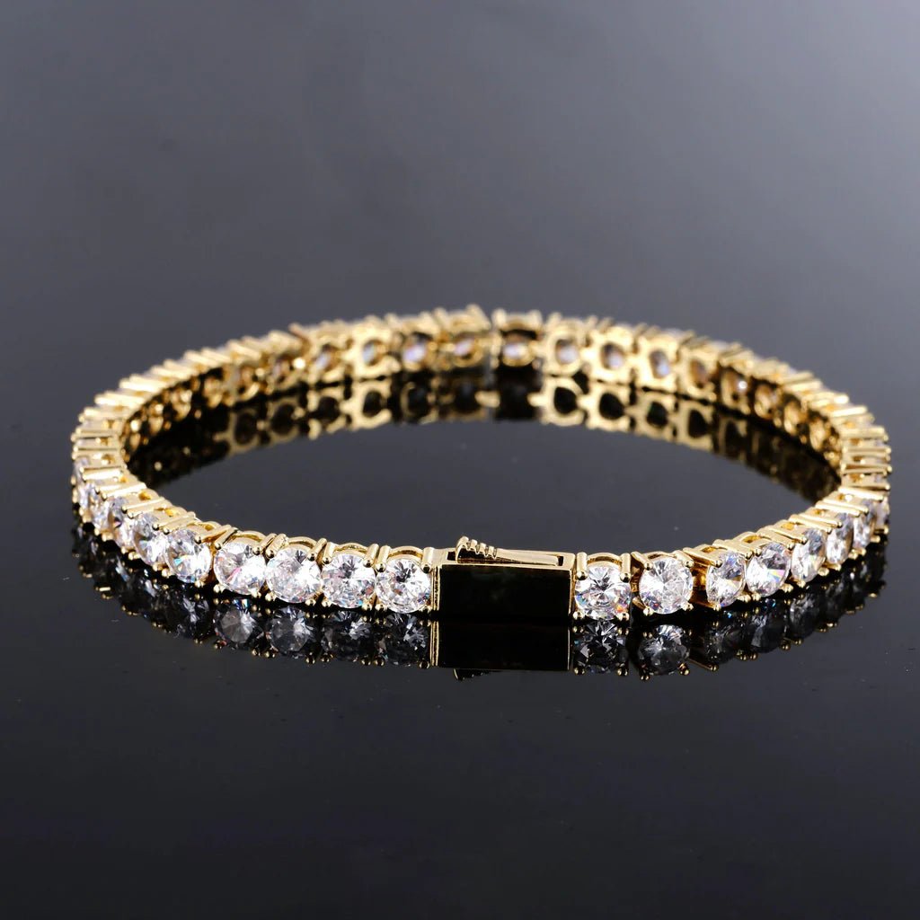 Two-tone 4mm Iced Yellow Gold-Plated CZ Cuban Link Bracelet - TONGSHOP / BestValue / filter-type-bracelet-bestseller